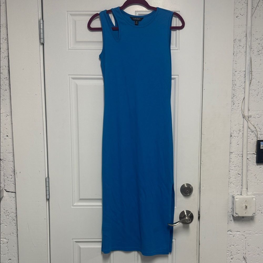 Blue Sleeveless Dress Ribbed RALPH LAUREN Dress Size Small - LIKE NEW